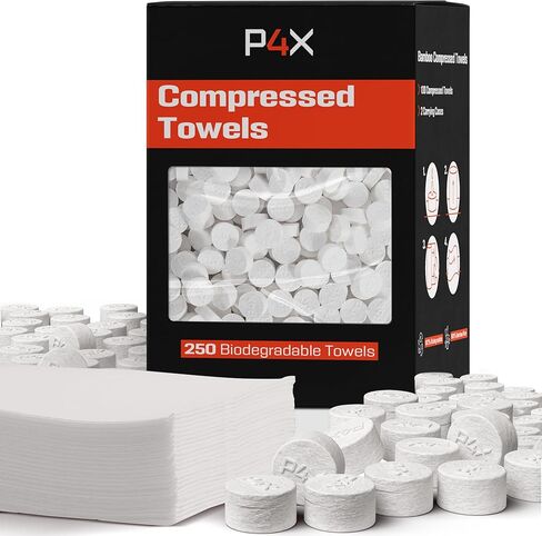 Compressed Towel Tablets - 100% Bamboo Camping Toilet Paper Tablets, Great for Hiking, Travel and Backpacking - Disposable Washcloths, Body Wipes, Paper Towel Coin Tissue - 100/250/500 Pack with Metal Waterproof Cases in Saudi Arabia