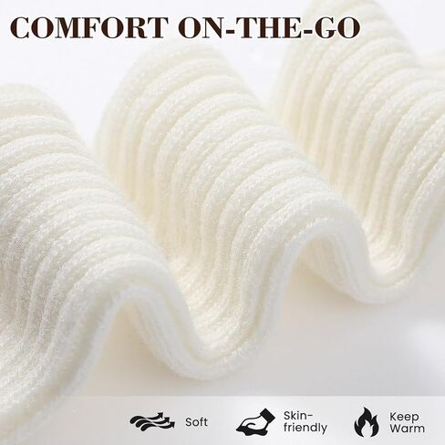 Pleneal 2 Pairs Long Fingerless Gloves for Women Knit Thigh High Striped Arm Warmer Thumb Hole Stretchy Gloves in Kuwait