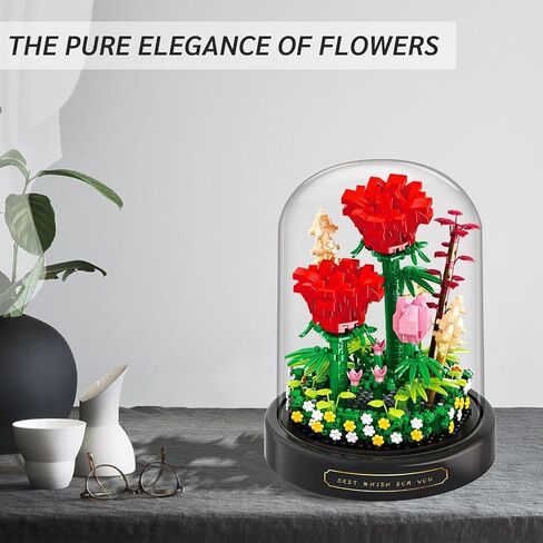 Flower Bouquet Building Set,1009PCS Creative DIY Plant Bouquet Decoration,12 Artificial Flowers Botanical for Adults Women Girls Ages 6+,Idea Gifts for Mother's Day, Birthdays, No Vase in Saudi Arabia