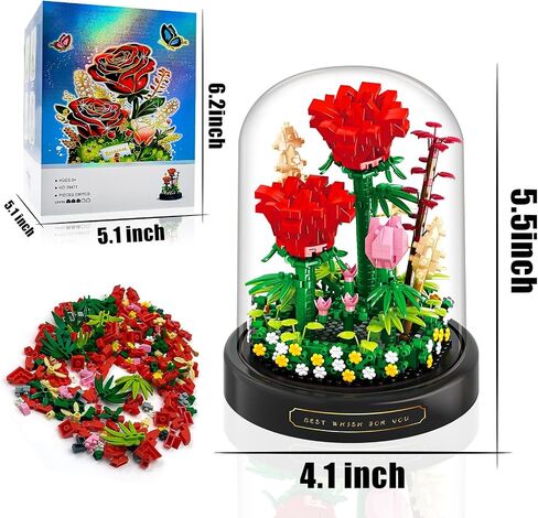 Flower Bouquet Building Set,1009PCS Creative DIY Plant Bouquet Decoration,12 Artificial Flowers Botanical for Adults Women Girls Ages 6+,Idea Gifts for Mother's Day, Birthdays, No Vase in Saudi Arabia