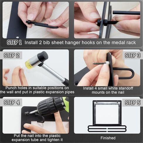 Race Medal and Bib Display Medal Hanger Running Bib and Medal Holder Wall Mounted Hanging Medal Rack Holders with Bib Holder Gifts for Runners(White, Fresh Style) in Kuwait