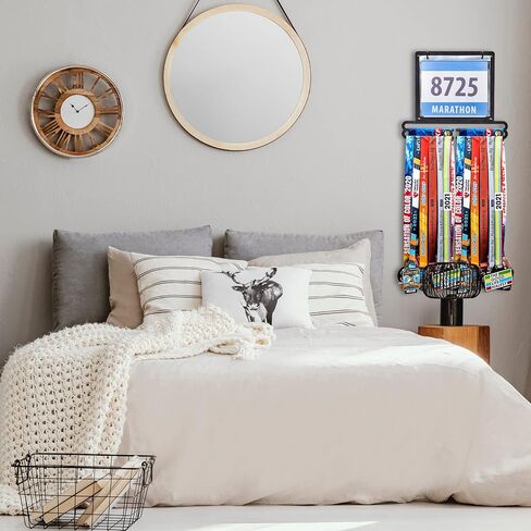 Race Medal and Bib Display Medal Hanger Running Bib and Medal Holder Wall Mounted Hanging Medal Rack Holders with Bib Holder Gifts for Runners(White, Fresh Style) in Kuwait
