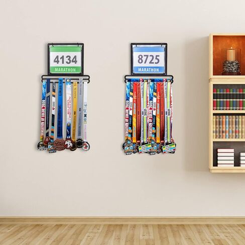 Race Medal and Bib Display Medal Hanger Running Bib and Medal Holder Wall Mounted Hanging Medal Rack Holders with Bib Holder Gifts for Runners(White, Fresh Style) in Kuwait