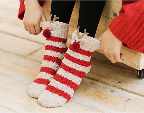 Womens Fuzzy Socks, Soft Cozy Fluffy Winter Warm Slipper Socks with Heart-shaped Non Slip Grips, Thicker Warm Home Sleeping Hospital Socks in Saudi Arabia