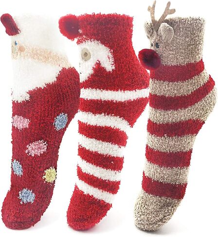 Womens Fuzzy Socks, Soft Cozy Fluffy Winter Warm Slipper Socks with Heart-shaped Non Slip Grips, Thicker Warm Home Sleeping Hospital Socks in Saudi Arabia