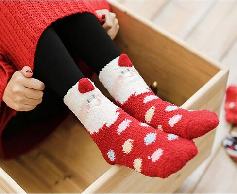 Womens Fuzzy Socks, Soft Cozy Fluffy Winter Warm Slipper Socks with Heart-shaped Non Slip Grips, Thicker Warm Home Sleeping Hospital Socks in Saudi Arabia
