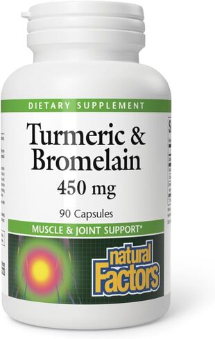 Natural Factors, Turmeric & Bromelain 450 mg, Muscle and Joint Support, 180 Capsules in Saudi Arabia