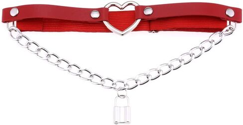 FM FM42 Multicolor Simulated Leather PU Love Heart Ring Lock Chain Adjustable Leg Ring Elastic Garter, Pack of 2 PCs in Saudi Arabia