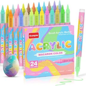 Acrylic Paint Pens, Soft Brush Tip Acrylic Paint Markers, 120 Color Acrylic Markers for Canvas, Rock Painting, Wood, Stone, Glass, Ceramic, Fabric Painting, DIY Crafts