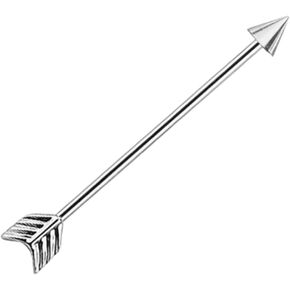 Gold Arrow Industrial Barbell • Industrial Scaffold Barbell, Arrow Piercing, 14G (38mm) Eternally Threaded • Body Jewelry • Gift For Women.