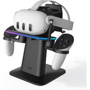 KIWI design RGB Charging Dock for Meta Quest 3/Quest 3S/Quest 2/ Quest Pro, Vertical Charging Stand, Co-Branded with Meta