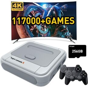 Kinhank Super Console X Retro Video Game Console Built in 117,000+ Games,Emulator Console Compatible with Most Emulators,Game Consoles for 4K HD Output,5 Players,LAN/WiFi,2 Gamepads(SX-256GB)
