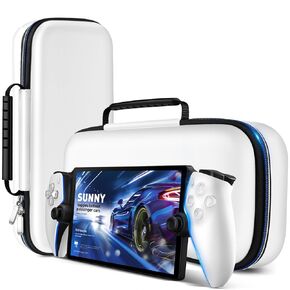 ivoler Carry Case for Playstation Portal Remote Player for PS 5 Console holds accessories, Portable Hard Shell Pouch Anti-Drop Travel Bag with Protective Storage Mesh Pocket,Travel friendly, White