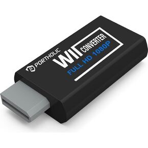 PORTHOLIC Wii to HDMI Converter 1080P for Full HD Device, Wii HDMI Adapter with 3,5mm Audio Jack&HDMI Output Compatible with Wii, Wii U, HDTV, Monitor-Supports All Wii Display Modes 720P, NTS