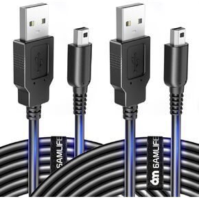 6amLifestyle [2 Pack] 4FT 3DS DS Charger Cable, 3DS 2DS DS Lite USB Charging Cord for Nintendo New 3DS XL/New 3DS/ 3DS XL/ 3DS/ New 2DS XL/New 2DS/ 2DS XL/ 2DS/ DSi/DSi XL, Black