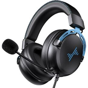 DEEBOX Gaming Headset for PC, PS5, PS4, Xbox, Gaming Headphone with Detachable Noise Canceling Mic, Wired Gaming Headsets 3.5mm for PC, Laptop, Mac & Nintendo NES Games