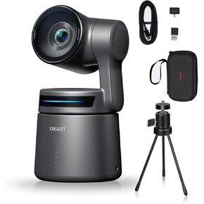OBSBOT Tail AIR,with Tripod,NDI PTZ Camera, 4K AI-Powered Webcam,1.8" CMOS,f/1.8 Aperture,AI Auto Track,Gesture & Remote Controls,TOF Sensor,Wired&Wireless Connection,LiveStream for Church/Music Live