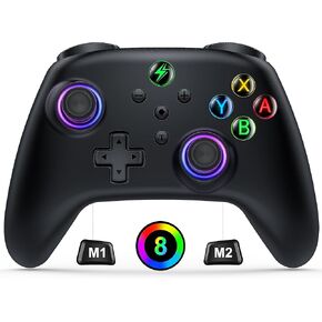 Wireless Switch Pro Controller for Nintendo Switch Controller/Lite/OLED, LED Wired PC Game Joysticks-Wireless iOS/Android Remote, Nintendo Switch Accessories Set Controller with Cool RGB Skin