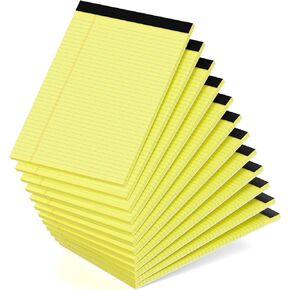 12 Pack Yellow Note Pads 21lb Legal Pads 8.5 x 11 In Notepad College Ruled 8.5 x 11.75 Paper Pads Sturdy Cardboard Writing Pad Perforated Lined Paper Pads 30 Sheets/Pad for Home, School, Office Use