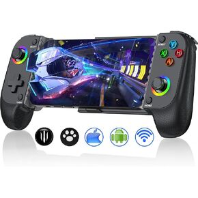 Phone Controller for iPhone/Android with Hall Joystick and RGB, Wireless Controller for iPhone Support Xbox Game Pass, PlayStation, Steam Link, Call of Duty, Minecraft, Cloud Android iOS Controller