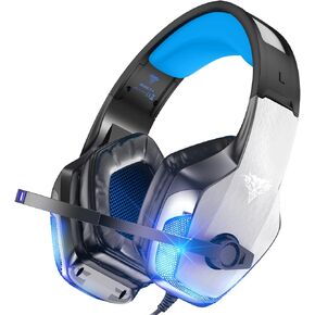 BENGOO V-4 Gaming Headset for Xbox Series X|S, Xbox One, PS5, PC, Mac, Nintendo Switch, Noise Cancelling Over Ear Headphones with Mic, LED Light, Bass Surround, Soft Memory Earmuffs