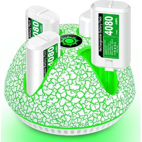 DINOSTRIKE Rechargeable Battery Pack for Xbox Controller, RGB Xbox Controller Charger Station with 4X4080mWh Batteries for Xbox Series X|S,Xbox One S/X/Elite Remote-White Crack