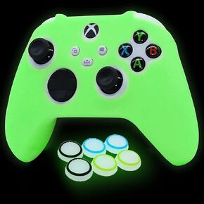 Glow in The Dark Silicone Cover Skin for Xbox Series X Controller, Anti-Slip Soft Rubber Case Protector for Xbox Series S Controller with 6 Thumb Grip Caps Glow in The Dark.