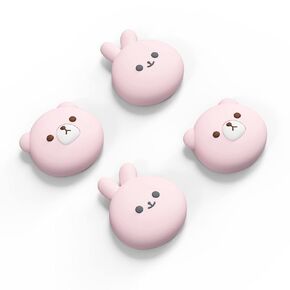 PlayVital Joystick Caps for Nintendo Switch, Thumbstick Caps for Switch Lite, Analog Cover for Switch OLED Joycon Thumb Grip Caps for Switch & Switch Lite & Switch OLED - Chubby Bear & Smiley Bunny