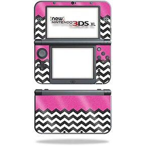 MightySkins Glossy Glitter Skin for Nintendo New 3DS XL (2015) - Hot Pink Chevron | Protective, Durable High-Gloss Glitter Finish | Easy to Apply, Remove, and Change Styles | Made in The USA