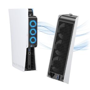 Cooling Fan for PS5 Accessories, KIWIHOME Upgraded Quiet Cooler Fan with Auto Speed, LED & Controller USB Port for PS5 Disc/Digital Edition 2020, Not for PS5 Slim and New PS5 Pro