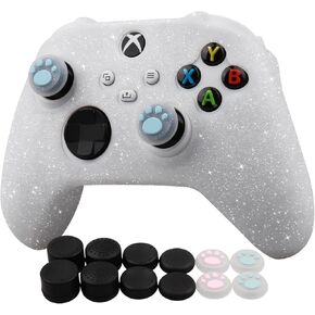 RALAN Glitter Controller Skin for Xbox Series, Anti-Slip Silicone Controller Cover Protector Case Compatible for Xbox Series Gamepad Joystick with 4 Cat Caps and Black Pro Thumb Grip x 8.
