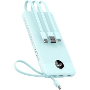 VEEKTOMX Portable Charger with Built-in Cables 10000mAh Power Bank for iPhone Slim Fast Charge USB C Battery Pack Travel Essentials Powerbank Compatible with iPhone, Samsung, Android, etc