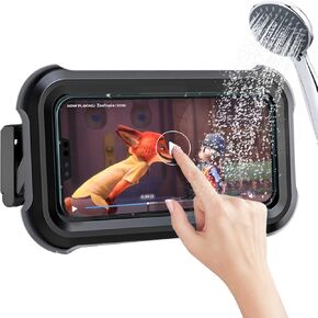 Upgraded 480° Rotating Shower Phone Holder Waterproof Case with Touch Screen,OOLYICO Shower Accessories Guardian Buddy Holder Wall Mount Shelf in Bathroom Bathtub for 4" - 7" Cell Phone