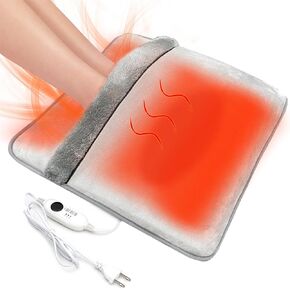 Double Sided Foot Warmer,Electric Feet Heating Pads for Women and Man with Non-Slip & Machine Washable,Electric Heated Foot Warmers with 8 Hrs Timer for Bed,Under Desk,Office,Home & Neuropathy,Grey