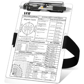 Aluminum Pilot Kneeboard VFR Aviation Kneeboard Knee Boards Pilot Notepad Pilot Writing Board with Pen Holder and Elastic Strap for Pilots Writing Gifts (Black,9.61 x 6.42 Inch)