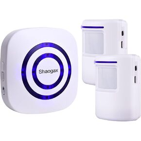 Motion Sensor Alarm,Wireless Driveway Alarm Indoor Home Security Business Detector Alert System -Monitor&Protect Property - 2 Receiver and 3 PIR Sensor-38 Chime Tunes