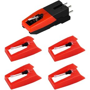 Record Player Needle, 1 PC Record Player Cartridge with 4 PCS Diamond Stylus Replacement for Crosley, ION, LP, Phonograph