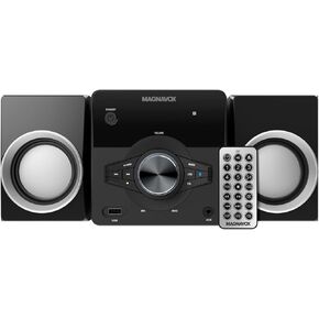 Magnavox MM442 3-Piece Top Loading CD Shelf System with Digital PLL FM Stereo Radio, Bluetooth Wireless Technology, and Remote Control in Black | Blue Lights | LED Display | AUX Port Compatible |