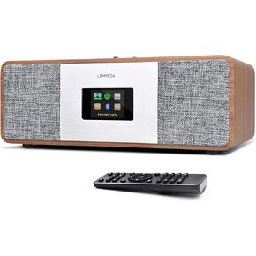 LEMEGA MSY3 Internet Radios for Home with WiFi,FM Radio Tuner,Spotify Connect,Bluetooth Speaker,Stereo Sound,Alarms Clock,40 Pre-Sets,Full Remote and App Control,Wooden Box-Walnut Finish