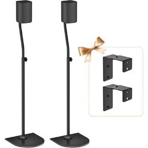 Universal Surround Speaker Stands Pair of Height Extend 33" to 42" Adjustable Rear Speaker Stands for Samsung, Vizio, Sony, LG, Roku Most Small Satellite Surround Sound Speaker Stands with Wall Mount