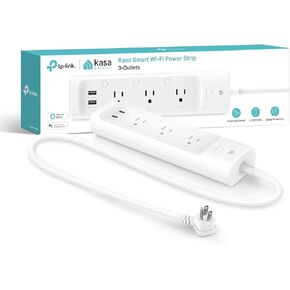 Kasa Smart Plug Power Strip KP303, Surge Protector with 3 Individually Controlled Smart Outlets and 2 USB Ports, Works with Alexa & Google Home, No Hub Required , White