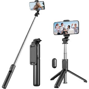 Selfie Stick Tripod with Detachable Wireless Remote, 4 in 1 Extendable Portable Selfie Stick & Phone Tripod Stand Compatible with Gopro, iPhone/Samsung/Huawei