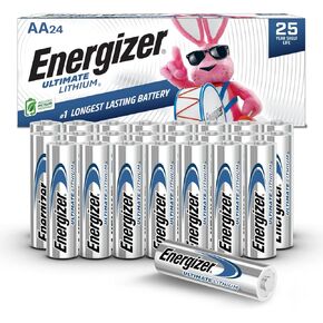 Energizer AA Lithium Batteries, World's Longest Lasting Double A Battery, Ultimate Lithium (24 Battery Count)