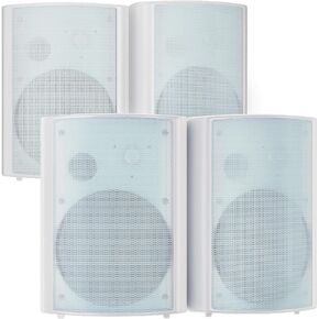 STUDIOFINIX 800W 6.5 Inch Bluetooth Outdoor Speakers Waterproof Wired with Multifunctional Amplifier Wall Mount Weatherproof Loudspeaker System for Patio Garden Poolside Home(4 Speakers,White) in Kuwait