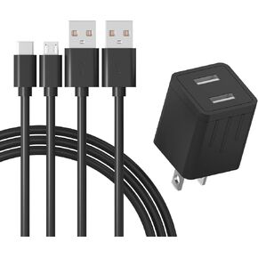 E-Reader Fast Charger with 10Ft Micro-USB and Type C Cable for Charging Kindle 2 3 4 5 6 7 8 9 10 11,Oasis,Paperwhite,Voyage,Kindle DX,Kindle Touch