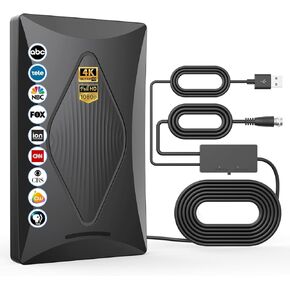 2024 Release TV Antenna for Smart TV, Long Range Digital TV Antenna Indoor Ourdoor with Amplifier Signal Booster - Support 360° Reception 4K 1080p HD for All Smart/Old TVs