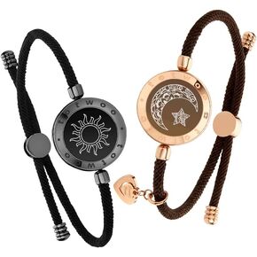 TOTWOO Long Distance Touch Bracelets for Couples, Vibration & Light up for Love Couples Bracelets | Long Distance Relationship Gifts for Girlfriend Bluetooth Pairing Jewelry