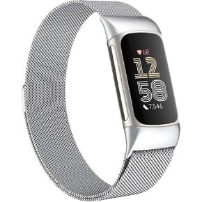 JKD Compatible with Fitbit Charge 6 /Charge 5 Bands for Women Men, Adjustable Stainless Steel Metal Mesh Loop Replacement Straps for Fitbit Charge 6/Charge 5 Advanced Activity & Fitness Trackers