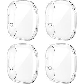 Fitbit Sense & Versa 3 Protective Case with Screen Protector, 4-Pack, Anti-Scratch TPU Material, Fits 2020 Versions