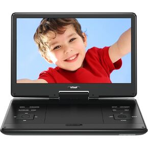 ieGeek 15.9" Portable DVD Player - with 14.0" Large HD Screen, 6 Hours Rechargeable Battery, High Volume Speakers, Region Free, Support USB/SD/Headphone/Sync TV and Multiple Formats, Slow Play - Black